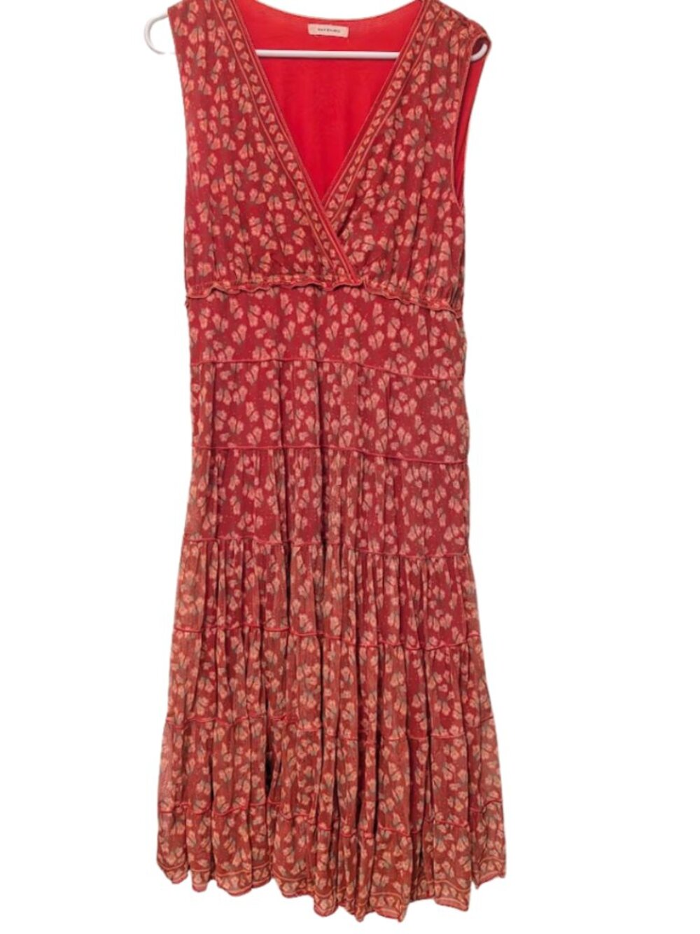 Max Studio red ruffle tiered dress Size L